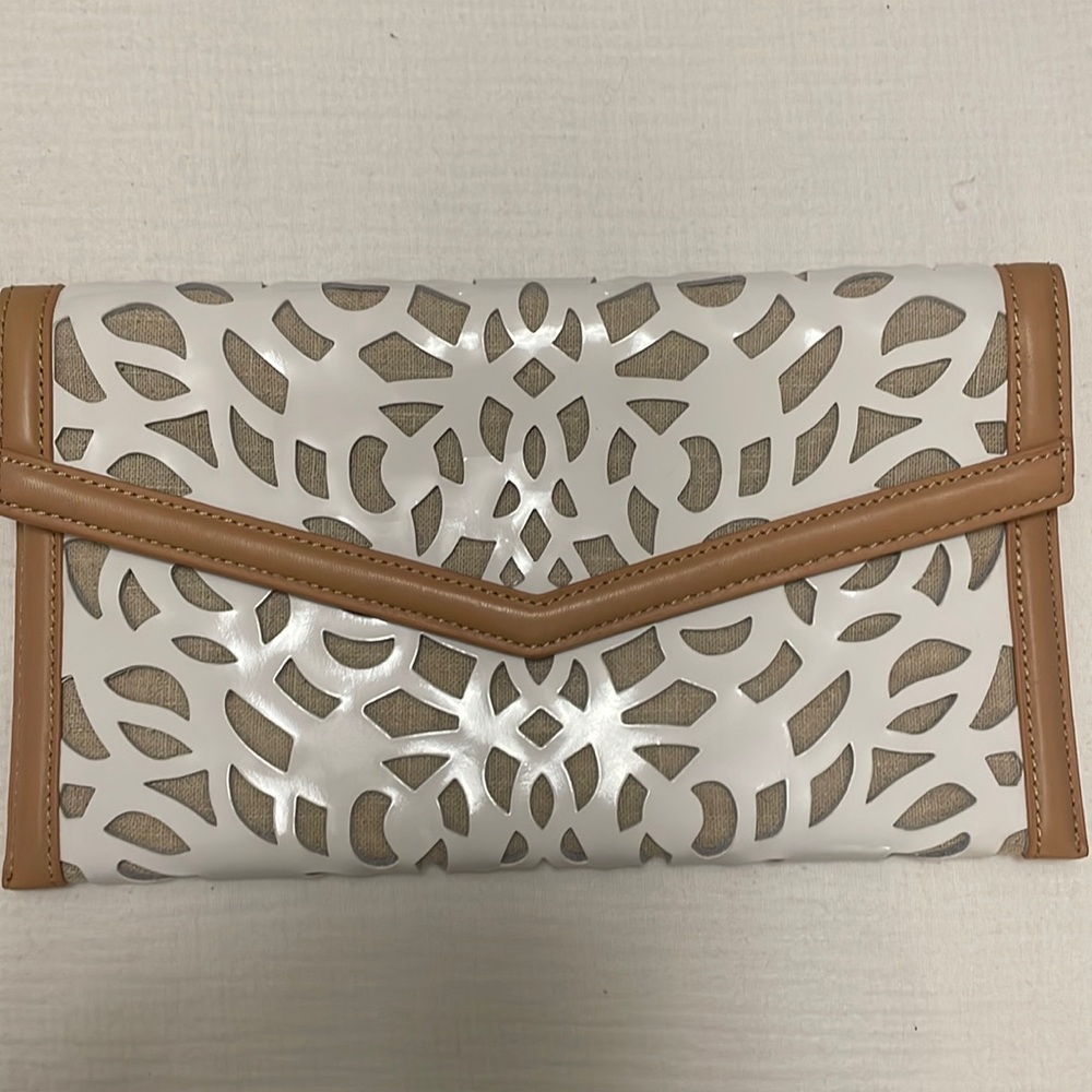 White & Tan Sondra Roberts Clutch